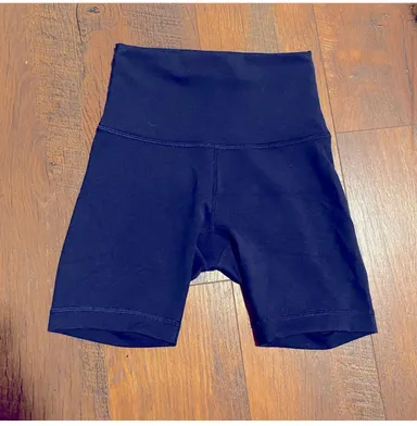 Wunder Train High Rise Shorts 6" True Navy Color with elastic waistband