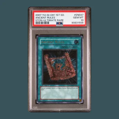 2007 Yu-Gi-Oh! Ston-Strike Of Neos Ancient Rules Ston-Ultimate Rare PSA GEM MT 10