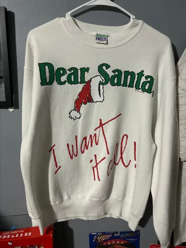 Dear Santa I Want It All Christmas Crewneck Sweater Size Large