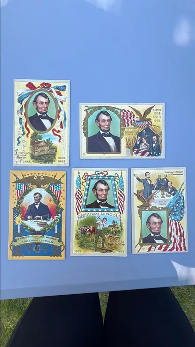 Set of 5 Vintage President Lincoln Postcards