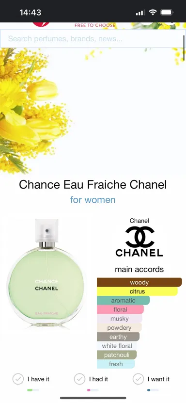NIB Chanel Chance Eau Fraiche deluxe mini perfume for women 5 ml.