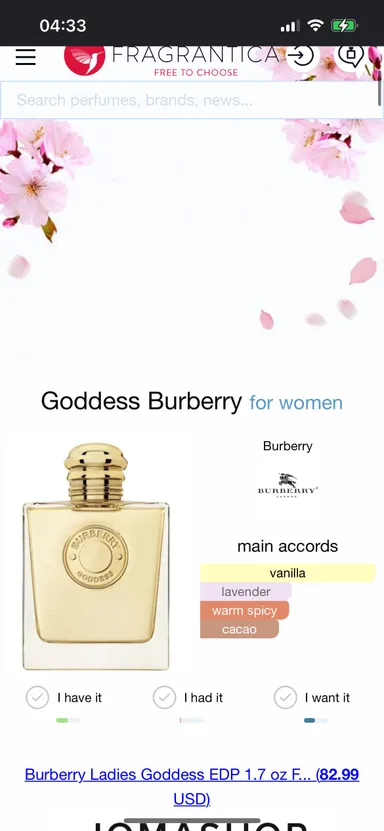 NIB Burberry Goddess deluxe mini perfume for women