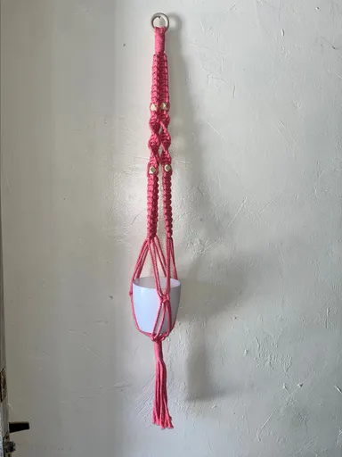 Handmade macrame hanger- bright pink