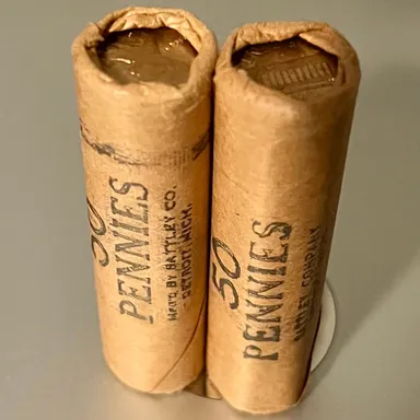 2 Original Bank Wrapped Rolls 1960-D Lincoln Cent Pennines