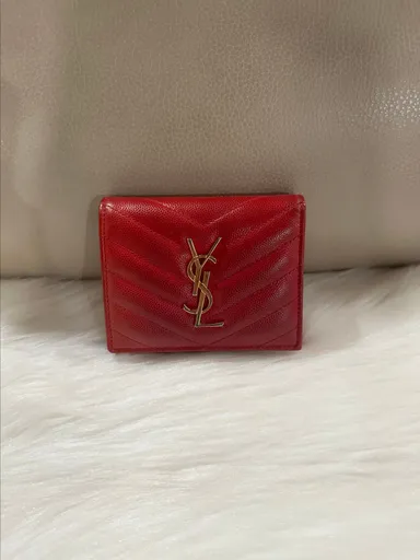 YSL Red Chevron Compact Wallet