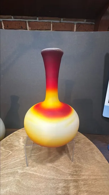 38 imperial bulbus satin peach blown vase