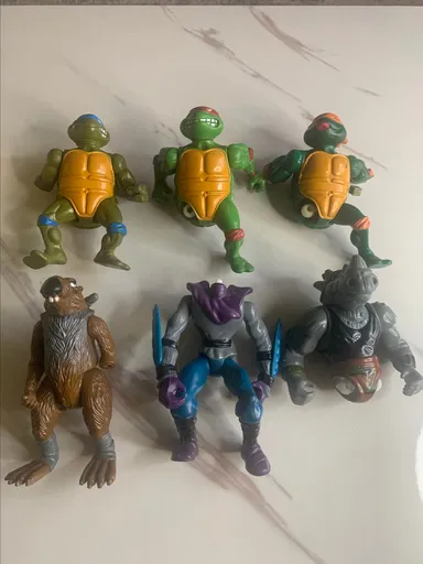 TMNT Vintage 80s/90s Lot of 6 Figures for parts, customs or repairs.