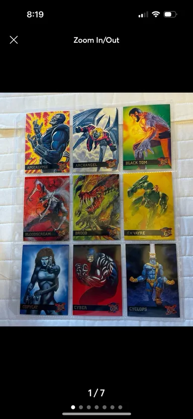 Lot of 9 1995 Fleer Ultra Marvel X-Men trading cards (#5).