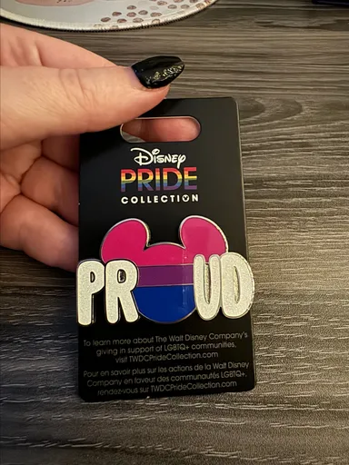 2023 Disney Parks Rainbow Pride Collection Mickey Head Proud Bi Flag Pin