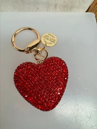42 red rhinestone heart purse charm keychain