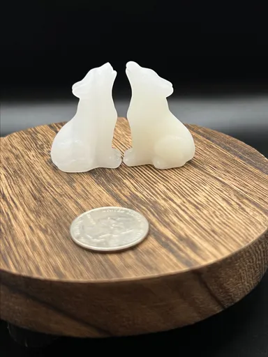 IMPERFECT White Calcite Wolf Crystal Duo