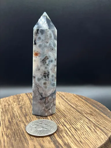 3.51" Black Agate Tower