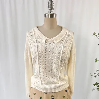 Beldoch Popper Knit and Ribbon Collared Sweater