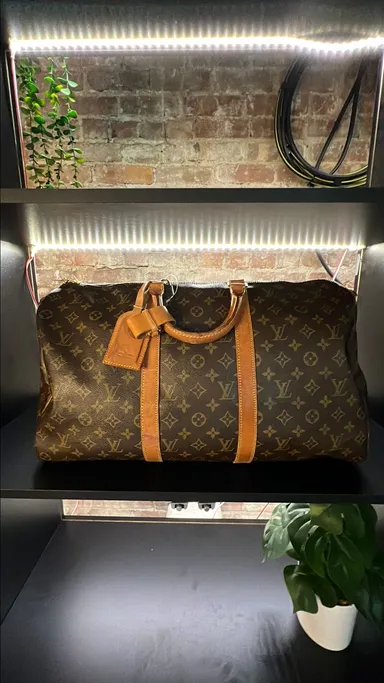 Louis Vuitton Monogram Keepall 50 w/ Luggage Tag & Lock/Key #73-9