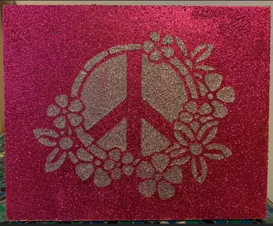 World Peace 1 Mixed Media Art Handmade Decorative Wooden Wall Hanging. All 4 sides painted. No need