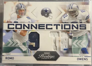 Tony Romo & Terrell Owens /250 2009 Prestige Connections Game Worn Jersey Patch SP