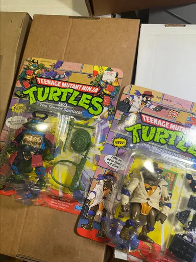1990 Unpunched Carded Leo & Don TMNT Figures