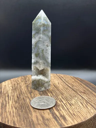 3.46" Druzy Moss Agate Tower (A)
