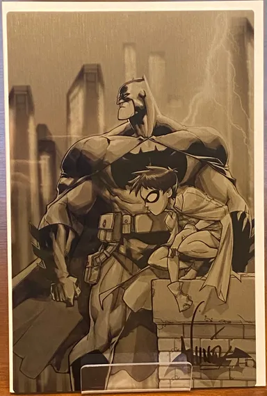 Batman & Robin Comic Sized Metal Art Print SIGNED by Eddie Nunez with COA