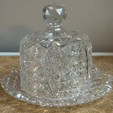 Cut Glass Dome Butter/Cheese Dish ABP