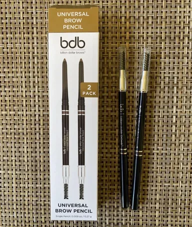 BDB BILLION DOLLAR BROWS UNIVERSAL EYEBROW PENCIL W/blending (2 PACK) - NIB