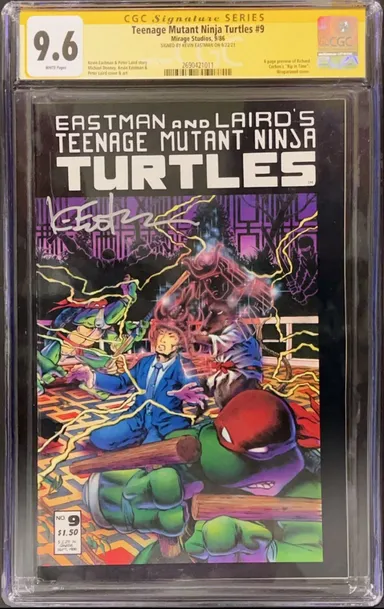 9.6 CGC TMNT #9 Signed Kevin Eastman 1986 Mirage Studios Comic Book Peter Laird