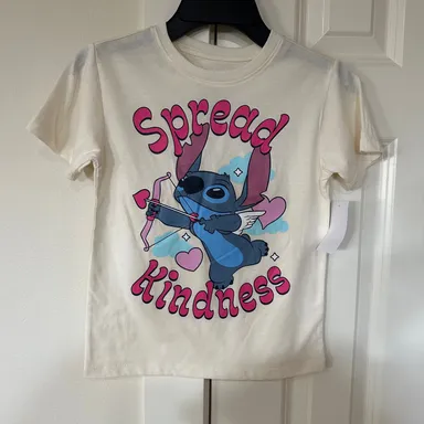 Girls Size XS Disney Stitch Spread Kindness Bow & Arrow Heart Tshirt