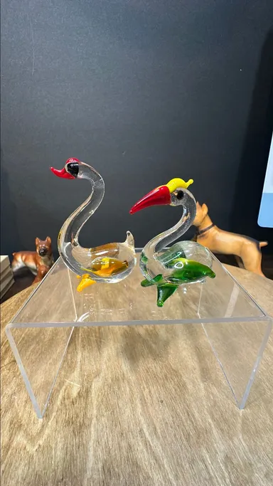 Pair of glass geese