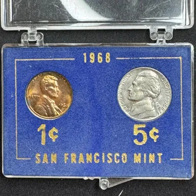 1968 San Francisco Mint Nickel & Penny Set