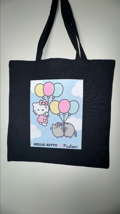 Black hello kitty & Pusheen tote bag
