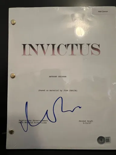 Matt Damon Autographed Invictus Script