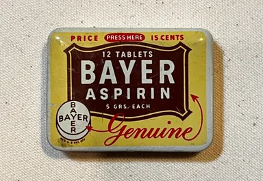 Vintage Bayer Aspirin Tablets Empty Tin
