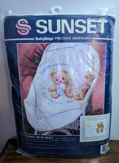 Vintage Sunset "Cuddly Bear" Stamped Cross Stitch Kit Unopened