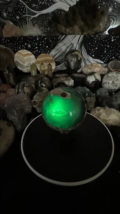 🖤🤎 91” UV Reactive Volcano Agate Sphere 🤎🖤
