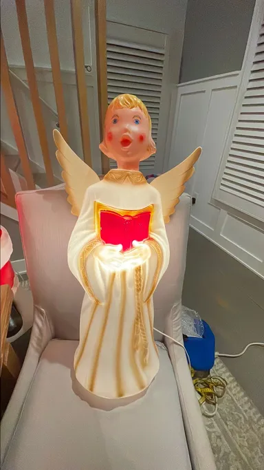 Vintage Empire Choir Girl Angel Blow Mold Christmas Caroler 30" Lighted Tested