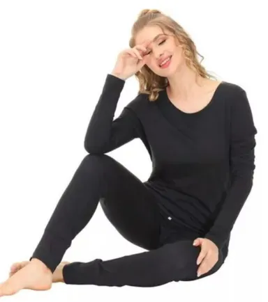 045. Sz L INK+IVY Women's Knit Long Sleeve Scoop Neck Legging Pajama Set