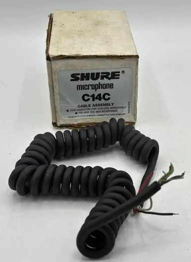 Shure Microphone C14C Cable Assembly Coiled NOS New **damaged Box**