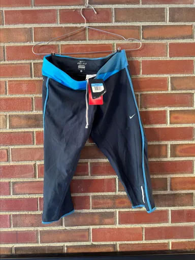 Nike Women’s Dri-FIT Capri Pants - Dark Navy with Blue Accent, Size M, New with Tags