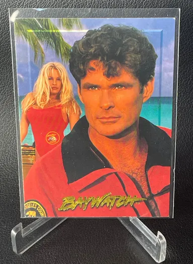 1995 Baywatch Promo Card - Pamela Anderson & David Hasselhoff Trading Card
