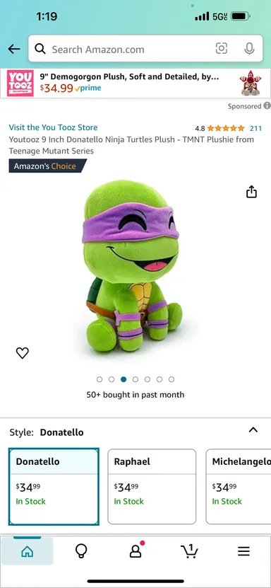 Youtooz 9 Inch Donatello Ninja Turtles Plush - TMNT Plushie from Teenage Mutant Series