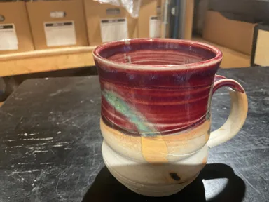 Hand-Thrown Maroon Ceramic Mug