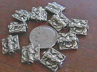 12.5mm x 11mm x 3.5mm Pewter Square Beads (20)