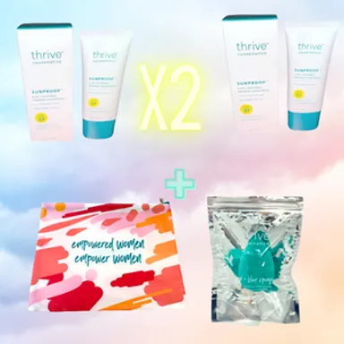 2 x Thrive 3 in 1 Invisible Priming Sunscreen exp 7/24 FREE BAG + Blender