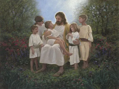 Jesus with the Children 36" x 44" Fabric Panel