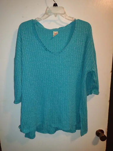 PLUS 2X Women's Teal Green Knit Shirt Ladies 18w-20w Beautiful Bright Color Top