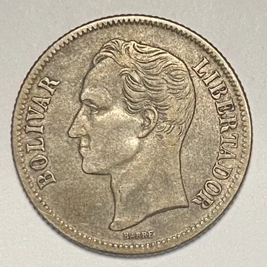 1945 Venezuela 1 Bolivar World Silver Coin