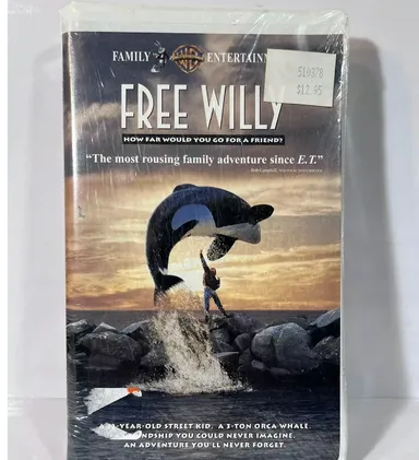 Free Willy (VHS, 1993, Clamshell) Factory Sealed With Watermarks