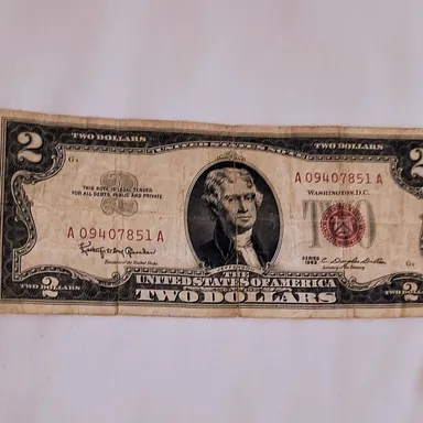 RARE RED SEAL TWO DOLLAR BILL