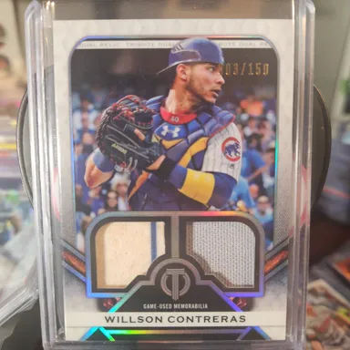 Wilson Contreras Sick Dual Patch Card #d 3/150...2021 Topps Tribute Dual Relic ..Cubs
