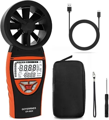 Handheld Anemometer for Wind Speed Temp Humidity, Air Flow Gauge Meter, for HVAC Outdoor Sailing Sho